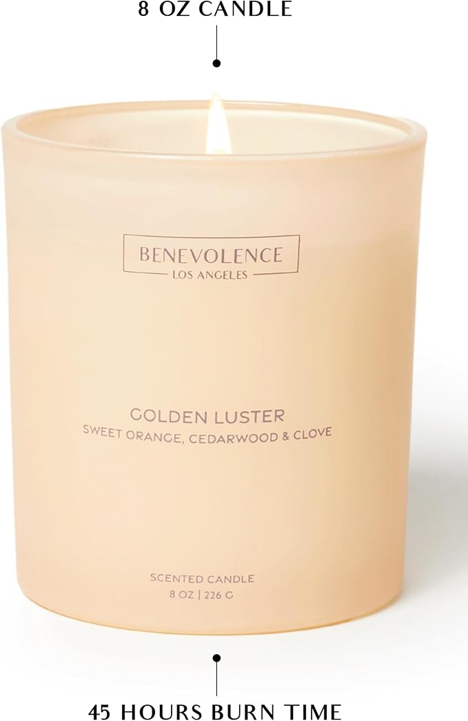 Orange, Cedarwood & Clove – Benevolence LA Fall Scented Candle for Home | 8oz, 45-Hour Burn | Natural Soy Wax, Cotton Wick | Warm Autumn Fragrance | Malibu Sands Collection – Gift for Women & Men - Bloomnest