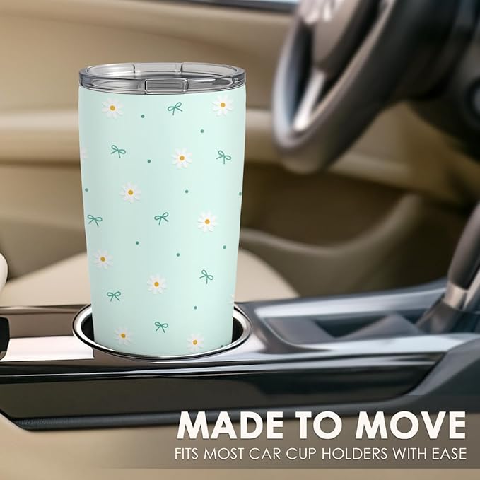 SANDJEST Daisy Tumbler 20oz, Stainless Steel Travel Cup with Lid, Floral Insulated Coffee Mug, Daisy Gifts for Women Girls Friends Sisters on Birthday Christmas - Bloomnest