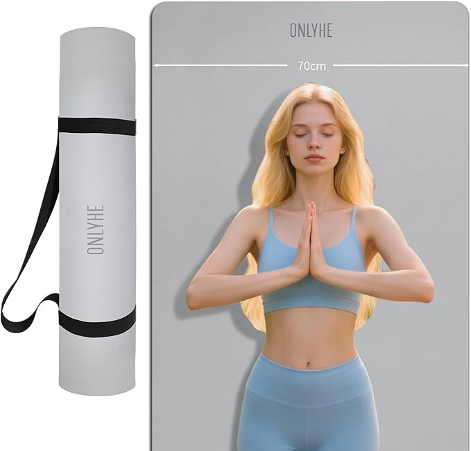 Yoga Mat Extra thick 8mm Exercise mat, Soft Lightweight TPE Fitness Mat with strap, High Elasticity, Anti-fatigue,non-slip mat for Women, Yoga, Camping, Travel, Gym & Outdoor | 72"L x 0.32"Th - Bloomnest