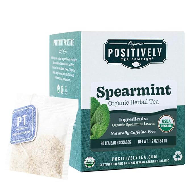 Organic Positively Tea Company, Spearmint Leaf Herbal Tea Bags, 20 Count - Bloomnest