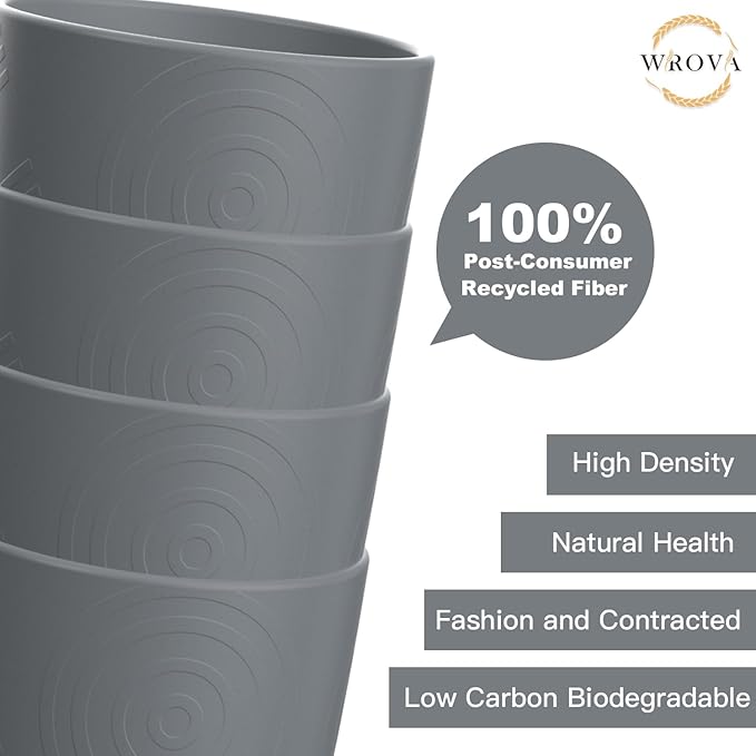 Wheat Straw Cups 8 PCS Good Alternative to Plastic Reusable Cups 12 oz Unbreakable Drinking Cup Reusable Dishwasher Safe Water Plastic Glasses Grey - Bloomnest