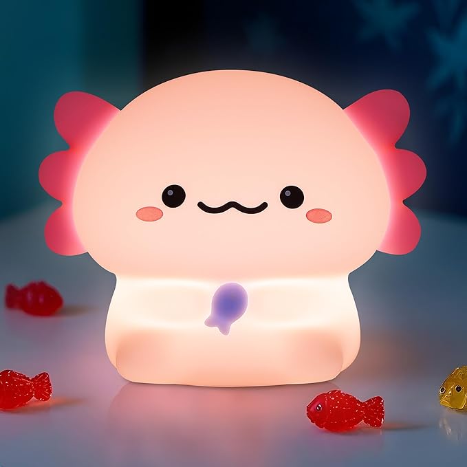 YuanDian Axolotl Night Light, Gift for Children and Babies, Decorate Kids' Bedroom with Cute Silicone Axolotl Nightlights, Christmas Birthday Gift for Girls Teens Toddlers and Adults - Bloomnest