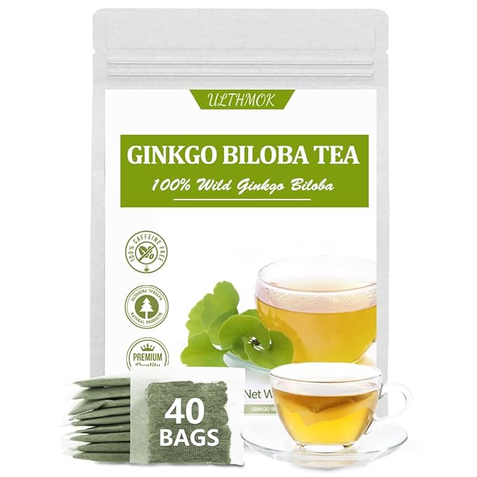 Premium 40 Ginkgo Biloba Tea Bags, Made with 100% Natural Ginkgo Biloba Leaves, No Additives & Caffeine Free. - Bloomnest