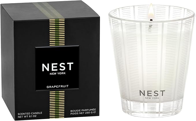 NEST New York Scented Classic Candle, Grapefruit - 8.1 oz - Up to 60-Hour Burn Time - Reusable Glass Vessel - Bloomnest