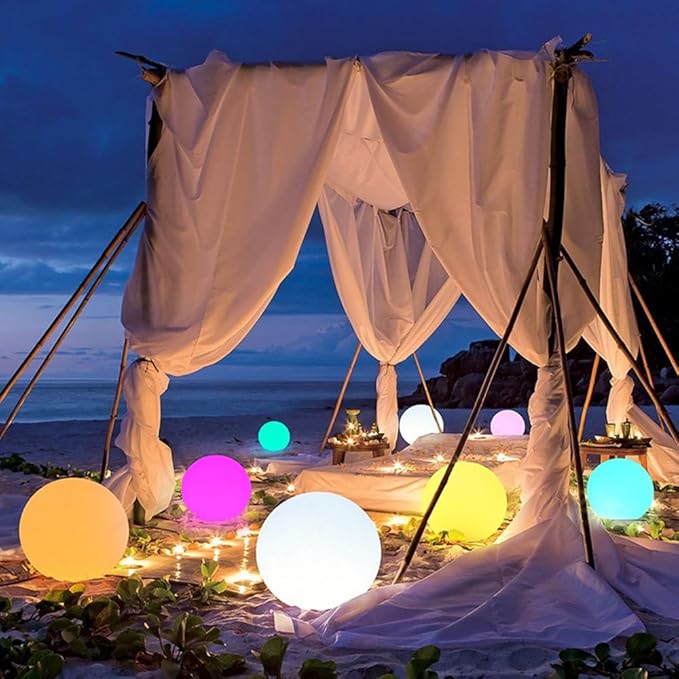 12-inch LED Glowing Ball Light w/Remote, LED Globe Orb Night Light Mood Lamp for Kid Adult, Rechargeable Dimmable RGB Color Changing Glowing Orb, Waterproof Light Up Ball for Garden Patio Party Decor - Bloomnest