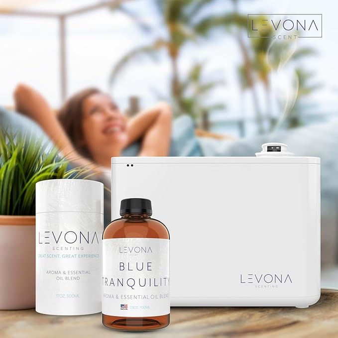 Levona Scent Essential Oil - Fresh Aroma for Home, Office, Hotel & Spa, Perfect in Humidifiers and Diffusers, Luxury Fragrance, with Coastal Breeze & Citrus Notes - 700ml/ 23 fl oz, Blue Tranquility LEVONASCENT