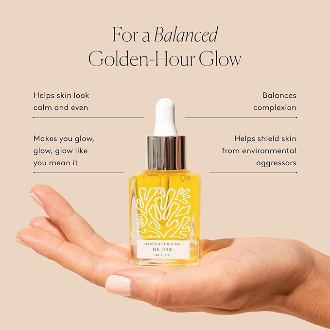 Naked & Thriving Detox Balancing Face Oil | Organic, Vegan, & Natural-Derived Skin Care | For Oily and Blemish-Prone Skin | with Jojoba, Primrose and Almond Oils f(1.18 oz/35 mL) - Bloomnest