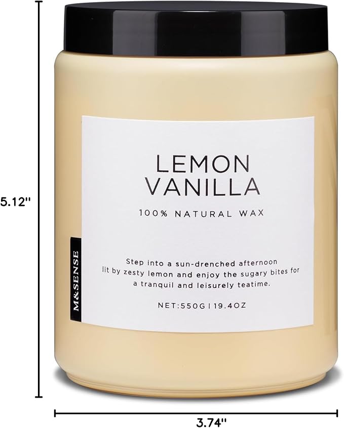 M&SENSE Candles Lemon Vanilla Scented, 19.4oz 110 Hours Long Lasting for Home 2 Wick Natural Soy Wax Non Toxic Candles in Glass Jar, Stress Relief Gifts for Women and Men - Bloomnest