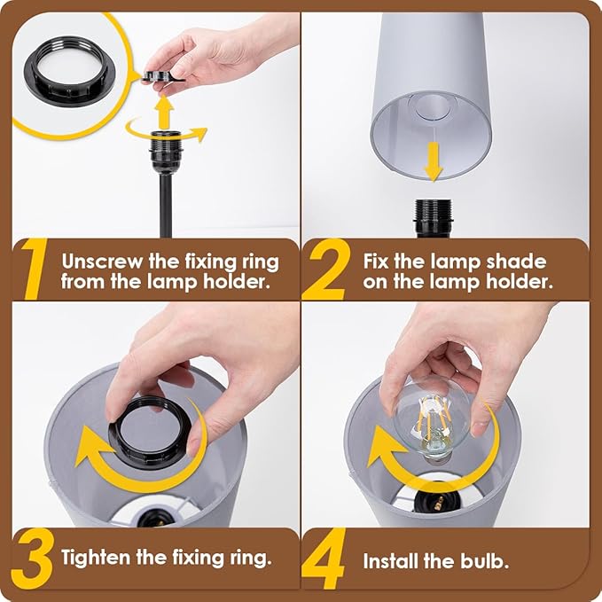 Yarra-Decor Bedside Lamp with USB Port - Touch Control Table Lamp for Bedroom 3 Way Dimmable Nightstand Lamp with Round Grey Fabric Shade for Living Room, Dorm, Home Office (LED Bulb Included) - Bloomnest