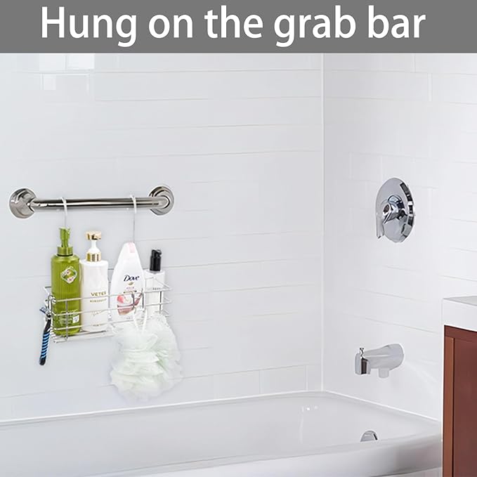 2pcs Single-Layer Hanging Shower Caddy, Rustproof Shelves Rack with Rotatable Hook bar, Large Capacity Bathroom Organizers and Storage, No Drilling Shampoo Bracket - Bloomnest