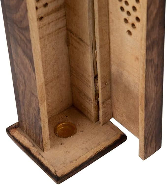 Wooden Incense Stick & Cone Burner Coffin with Storage Compartment Organic Eco Friendly Ash Catcher Agarbatti Holder Rustic Style for Meditation Yoga Aromatherapy Home Fragrance Products - Bloomnest