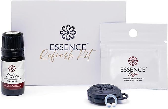 Essence Wearable Aromatherapy Nasal Diffuser – Coffee Essential Oil Nose Ring Silicone Inhaler for Stress & Mood Support - Made in USA & Travel-Friendly - Bloomnest