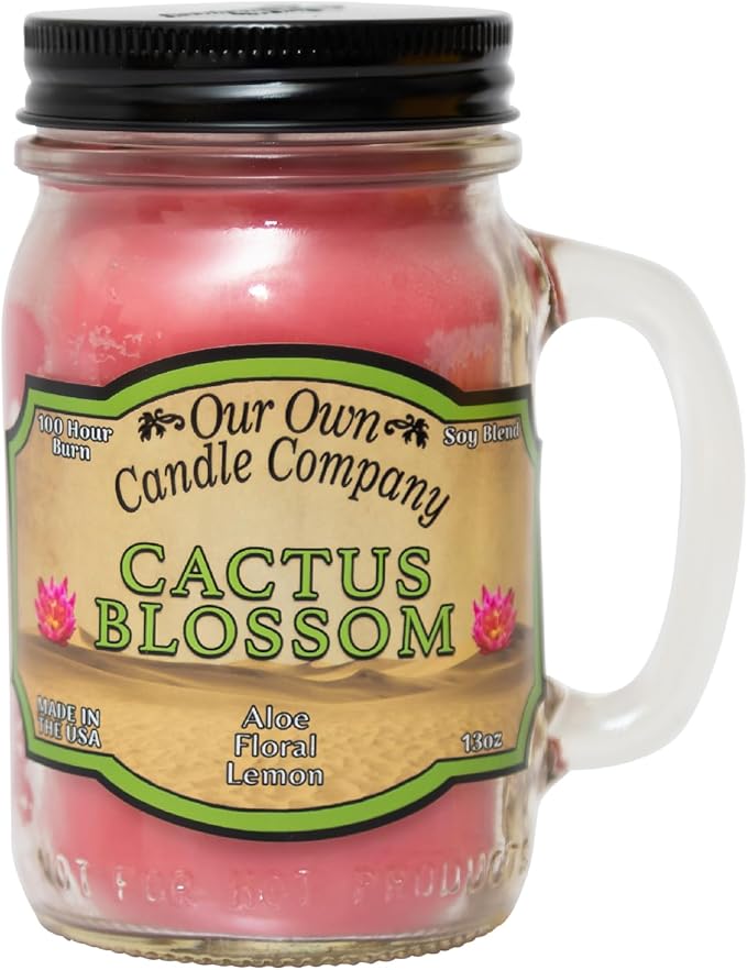 Our Own Candle Company, Cactus Blossom Scented Mason Jar Candle, 100 Hour Burn Time, 13 Ounces - Bloomnest