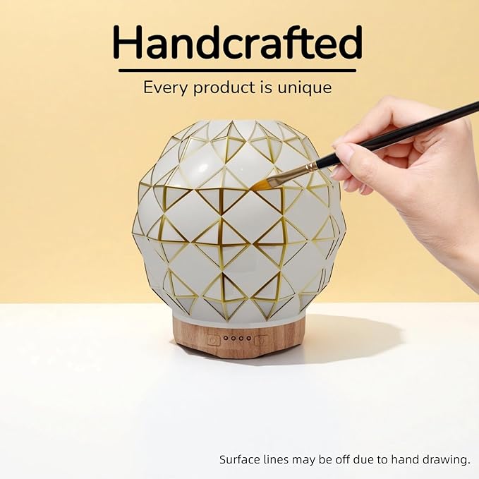 Essential Oil Diffuser, 100ML Handcrafted Glass Aromatherapy Diffuser with 7 Color LED Lights, Remote Control, Cool Mist Humidifier, Timed Mist, Auto Shut-Off (White) YOUENKITY