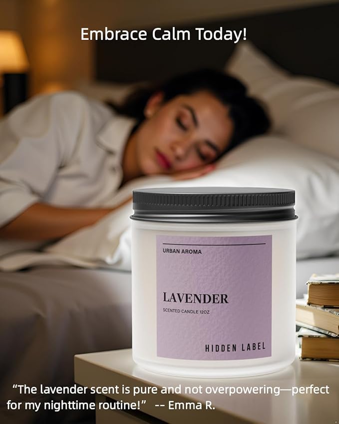 Hidden Label Lavender Scented Candle, 12oz 2 Wick Natural Candles Soy Non Toxic, Clean Burning Long Lasting Aromatherapy for Home Scented | Gifts | Décor,Premium Scents for Relaxation & Stress Relief - Bloomnest