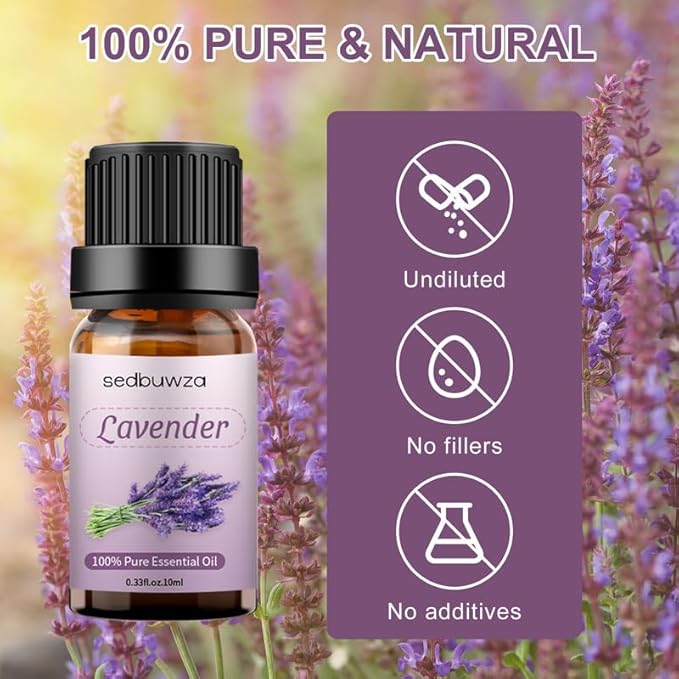 Sedbuwza 3 Pack Lavender Peppermint Chamomile Essential Oil 100% Pure and Natural Aromatherapy Gift Oils for Massage, Diffuser, Soaps, Candle Sedbuwza