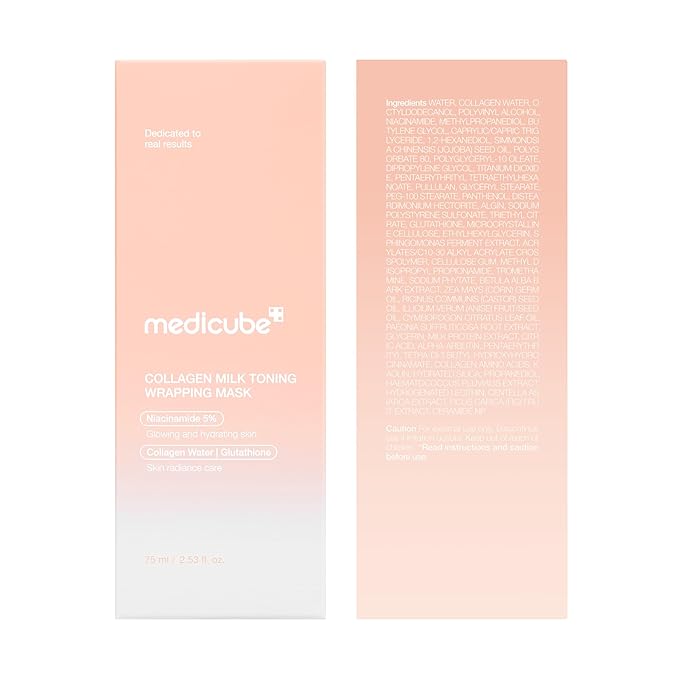 medicube Wrapping Mask Collagen Glazed Milky Glow Daytime Peel Off Mask | Quick and Easy Care with Glutathione, Niacinamide for Plumped, Hydrated & Smooth Skin | Korean Skin Care, 2.53 fl.oz - Bloomnest