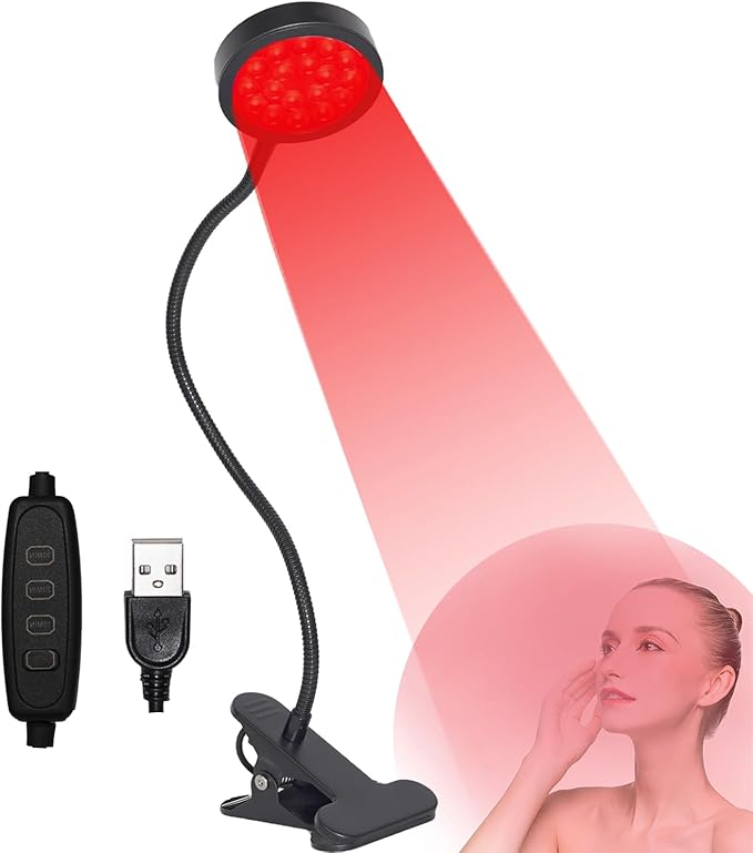 Red Light Therapy for Face and Body, 18 LEDs 660nm Red and 850nm Near Infrared LED Red Light Therapy Light with Angle Adjustable and Clip, Suitable for Body at Home Skin Care Pain Relief U4GLORY