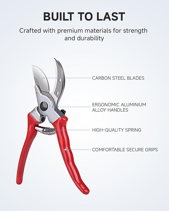 Fondwell 8.5" Bypass Pruning Shears for Gardening: Heavy Duty Garden Clippers Hand Pruners of High Cutting Efficiency - Bloomnest
