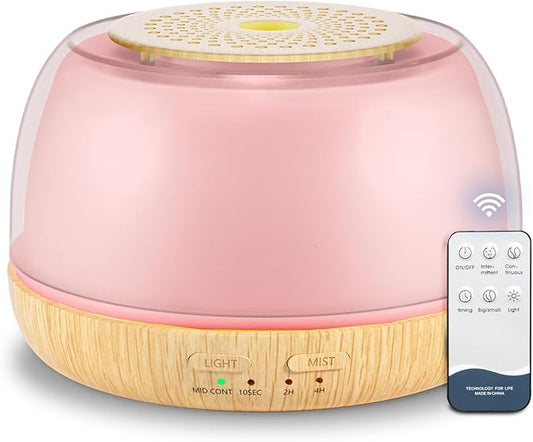 300ml Essential Oil Diffuser with Remote Control, 7-Color LED Lights, 4 Timer Modes, Quiet Ultrasonic Aromatherapy for Home, Office, Room, Small & Stylish Design - Bloomnest
