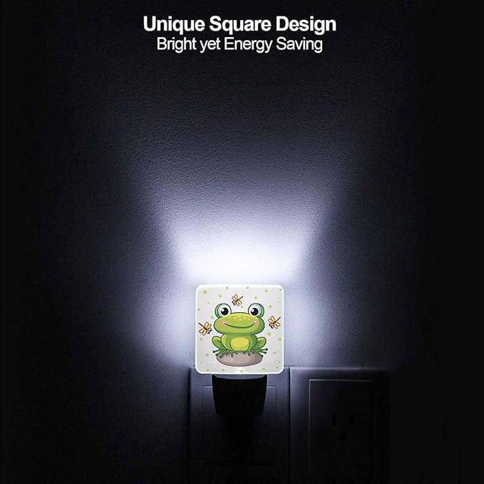 LED Night Light,Frog On Rock and Crystal LED Night Light Plug into Wall with Dusk to Dawn Light Sensor White Energy Efficient Nightlight for Bedroom Bathroom Hallway Living Room Kitchen - Bloomnest