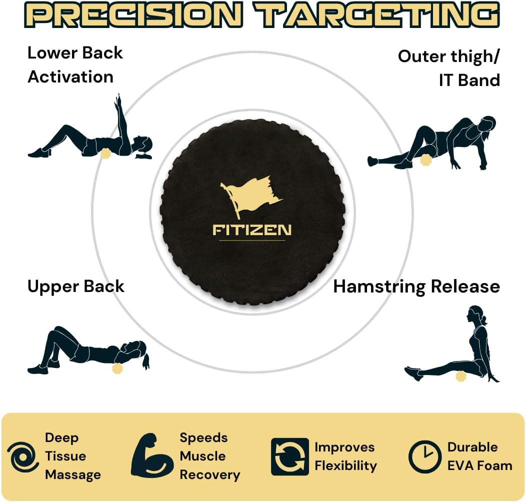 Fitizen Foam Roller – Muscle Massage Rehab Stiff Back Pain Physical Therapy Deep Tissue Firm Exercise Equipment Home Gym Stress Yoga Pilates for The Fit Citizen by FitNation