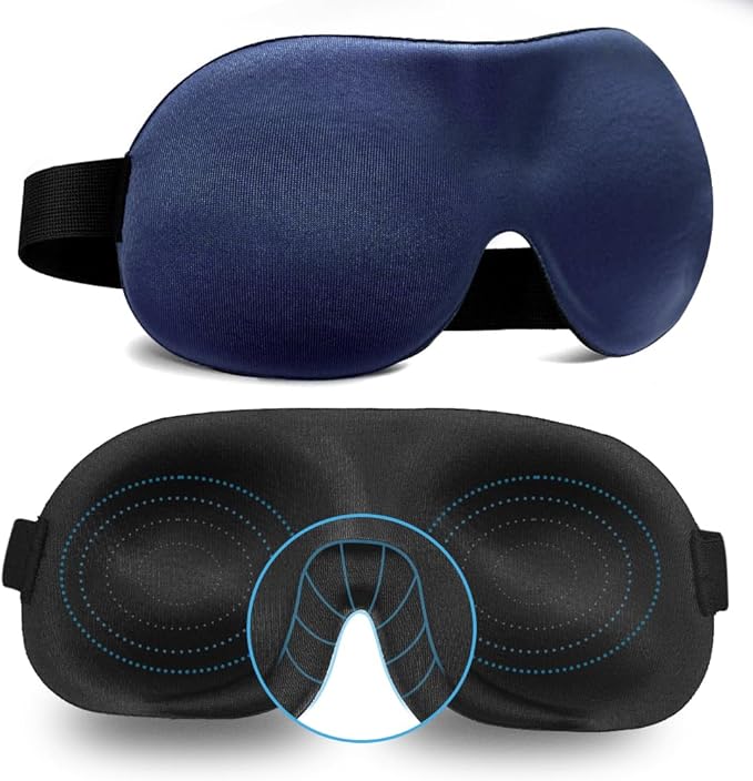 Sleep Mask Invisible Alar Deep Orbit 3D Eye Mask Ultra Lightweight & Comfortable Sleeping Mask for Travel, Nap, Shift Works,XL Deep Blue - Bloomnest