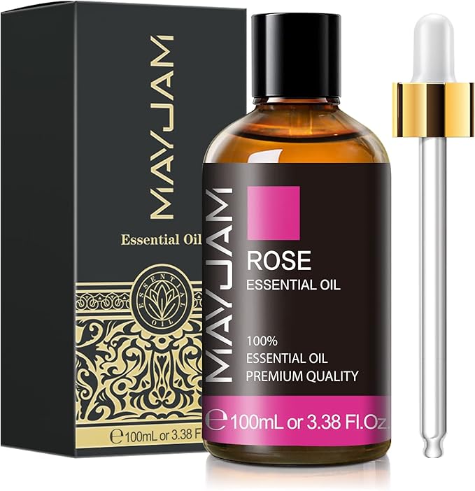 Rose Essential Oil, MAYJAM Premium Pure Essential Oils for Diffusers for Home, 3.38FL.OZ Large Volume Rose Oil for Soap Candle Making Massage - Bloomnest