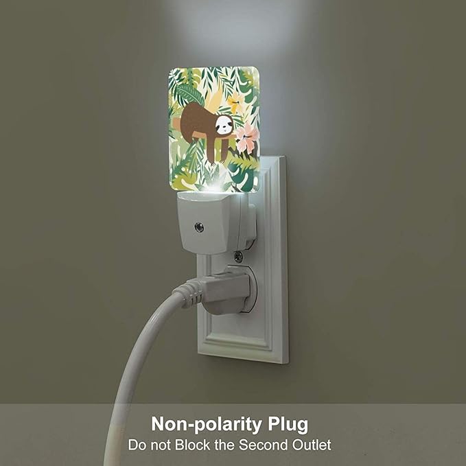 Cute Sloth in Jungle Night Light,Plug-in Night Lights with Dusk to Dawn Sensor for Stairway,Hallway,Bedroom Sleep Friendly Ideal for Women/Girls/Boys Gift,0.5w - Bloomnest