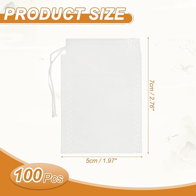 uxcell 100 Pcs Spice Bags for Cooking, 2x3 in Disposable Empty Tea Bags Muslin Non-Woven for Loose Leaf Tea Sachet Straining Soups Herbs, White - Bloomnest