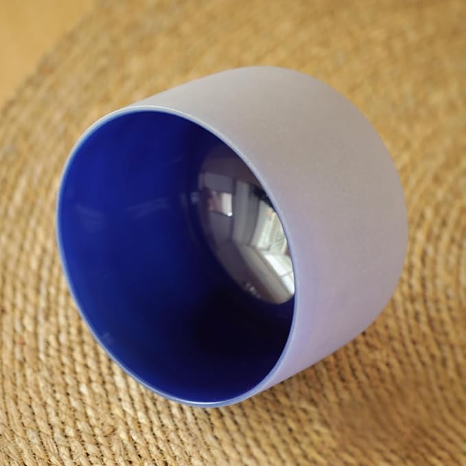 KVKA 8 Inch Indigo Colored 432 Hz A Note Third-Eye Chakra Frosted Quartz Crystal Singing Bowl with Carrying Case - Bloomnest