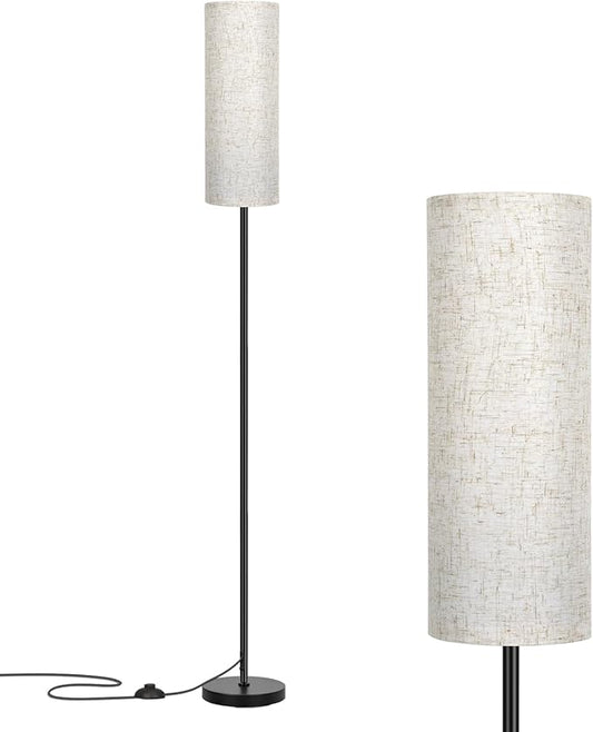 FRIDEKO HOME Floor Lamp with Beige Shade, Simple Design with Foot Pedal Switch, Small Tall Lamps for Living Room Bedroom Office, Corner Floor Stand Light with Black Pole Lamp (No Bulb/No Remote) - Bloomnest
