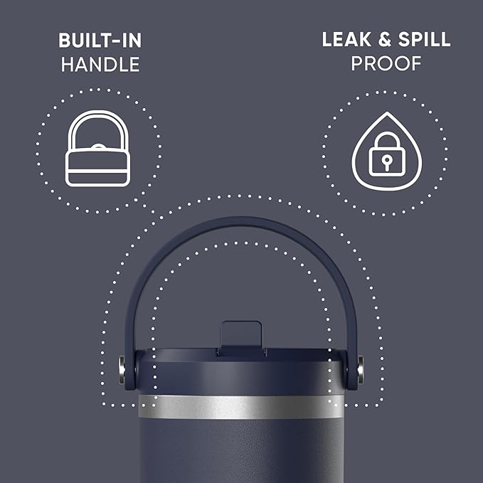 Hydrapeak Nomad 32 oz Tumbler with Handle and Straw Lid, Leakproof, Double Insulated, 32oz Cup, Stainless Steel | Navy - Bloomnest