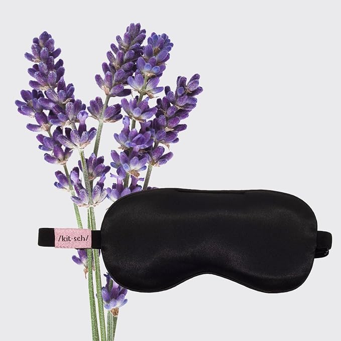 Kitsch Weighted Satin Sleep Mask - Weighted Eye Mask for Sleeping and Travel - Lavender Sleeping Mask for Women and Men - Light Blocking, Adjustable Strap, Ultra-Soft (4.1oz/116g) - Bloomnest