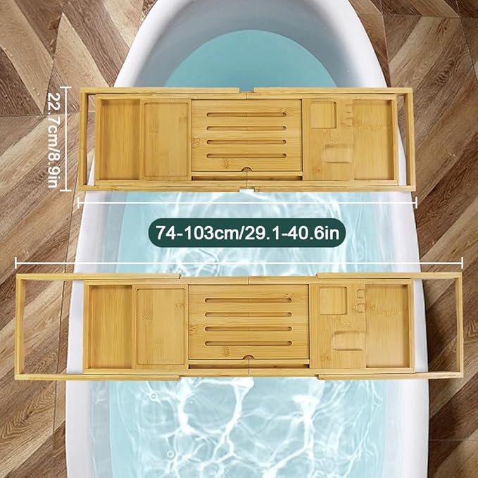 Bamboo Bathtub Tray Expandable Bath Table Tray Bathtub Caddy for Relaxing SPA Bathroom Accessories for House Warming Shower - Bloomnest