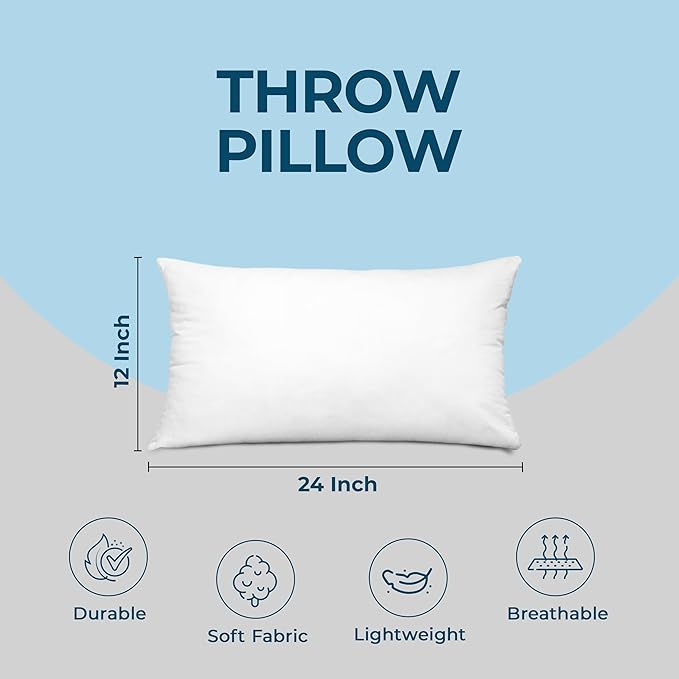Utopia Bedding Throw Pillows (Set of 4, White), 12 x 24 Inches Pillows for Sofa, Bed and Couch Decorative Stuffer Pillow - Bloomnest