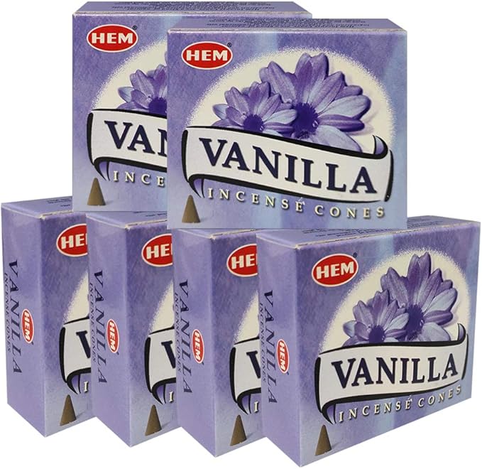 TRUMIRI Incense Cone Holder Bundle with Hem Vanilla Incense Cones - Pack of 6 (Approx 60 Cones) TRUMIRI