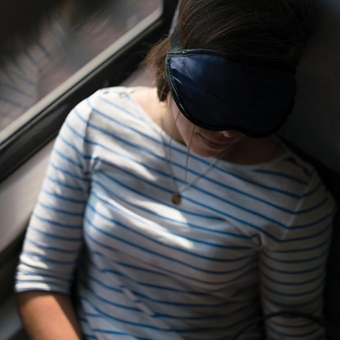 Lewis N. Clark Comfort Eye Mask + Sleep Aid to Block Light for Travel, Airplane, Hotel, Airport, Insomnia + Headache Relief with Adjustable Straps, Blue - Bloomnest