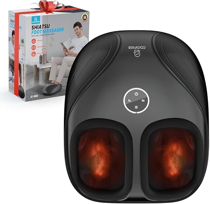 Shiatsu Foot Massager with Heat,Compression Kneading Rolling Feet Massager for Plantar Fasciitis,Neuropathy Massage for Foot Pain Relax at Home,Office, Gifts for Dad, Mom, Presents - Bloomnest