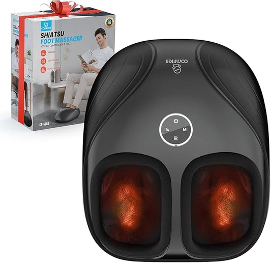 Shiatsu Foot Massager with Heat,Compression Kneading Rolling Feet Massager for Plantar Fasciitis,Neuropathy Massage for Foot Pain Relax at Home,Office, Gifts for Dad, Mom, Presents - Bloomnest