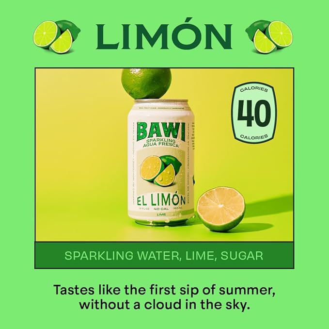 Bawi Agua Fresca Lime Flavored Sparkling Drink, 12 Fluid Ounces (Pack Of 12) - Bloomnest