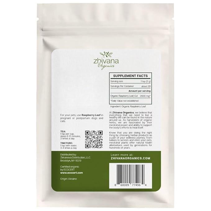 Red Raspberry Leaf Tea Organic – Loose Raspberry Leaves for PMS Symptom Relief, Healthy Women's Cycle, and Reproductive Health – 2 Ounces - Bloomnest