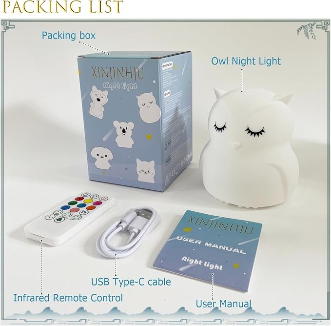 Night Lights for Kids, Cute Owl Lamp 9 Colors Changing LED Nightlight, Soft Light, Mood Light, Children's Room Decor for Girls Boys Student Elder Teen Gift Lamps for Bedroom - Medium - Bloomnest