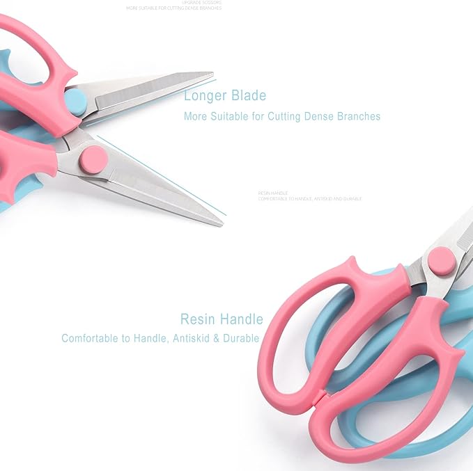 Leize Flower Scissors, Premium Thickened Stainless Steel Floral Shears, Strong Pruner for Flowers, Branches and Leaves (Blue Slender) - Bloomnest