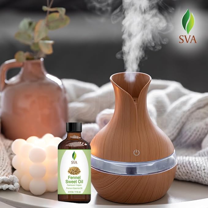 SVA Sweet Fennel Essential Oil – 4 Fl Oz – 100% Natural Fennel Oil - for Diffuser, Hair Care, Face, Skin Care, Aromatherapy, Scalp and Body Massage, Soap and Candle Making – with Dropper - Bloomnest
