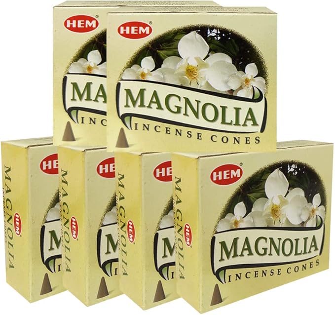 TRUMIRI Incense Cone Holder Bundle with Hem Magnolia Incense Cones - Pack of 6 (Approx 60 Cones) TRUMIRI