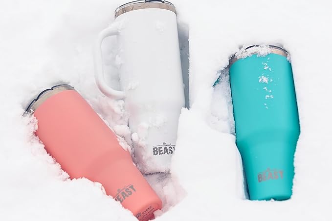 Beast 50 oz Tumbler Stainless Steel Vacuum Insulated Coffee Ice Cup Double Wall Travel Flask (Aqua Blue) - Bloomnest