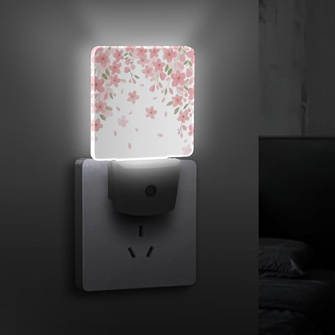 Falling Flowers Night Light, Plug into Wall Decor Nightlights for Bedroom, Bathroom, Hallway, Kitchen, with Dusk to Dawn Light Auto Sensors LED Night Lights for Boys Girls Women Men Room Gifts - Bloomnest