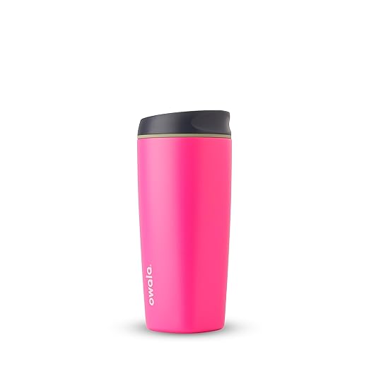 Owala SmoothSip Insulated Stainless Steel Coffee Tumbler, Reusable Iced Coffee Cup, Hot Coffee Travel Mug, BPA Free, 20 oz, Pink (Watermelon Breeze) Owala
