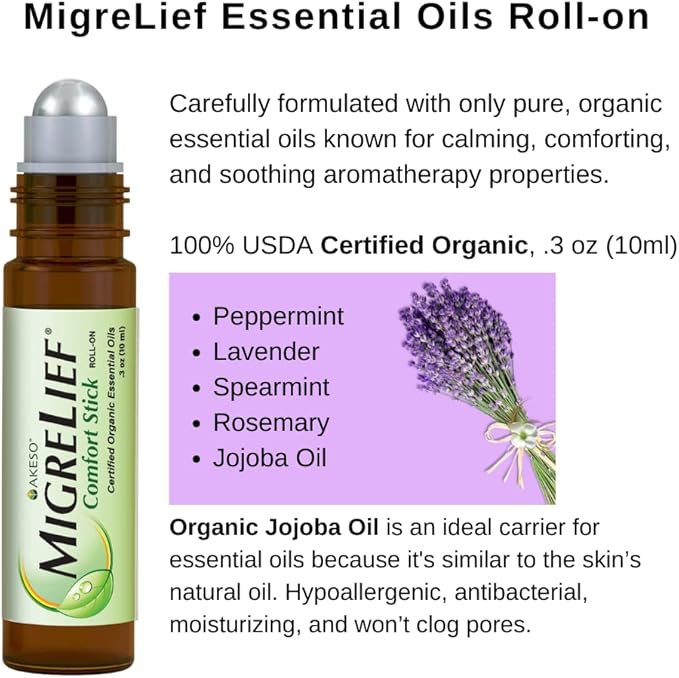 MigreLief Nutritional Support & Comfort Kit for Migraine Sufferers - MigreLief Original Daily Triple Therapy Formula, Plus MigreLief Comfort Stick Essential Oils Roll-On (10ml) - 1 Month Supply. - Bloomnest